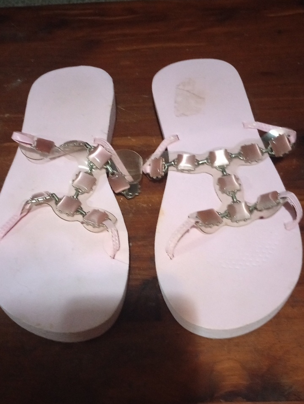 Women’s Light Pink Jeweled Slide Sandals